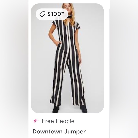 Free People x Flynn Skye Cap Sleeve Downtown Crepe Jumper in Black & Off White - Picture 5 of 7